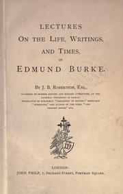 Cover of: Lectures on the life, writings, and times, of Edmund Burke.