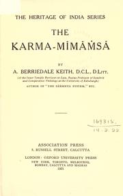 Cover of: The Karma-Mīmāṁsā. by Arthur Berriedale Keith