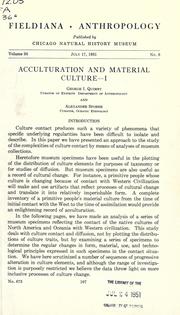 Cover of: Acculturation and material culture -