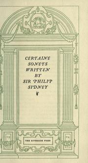 Cover of: Certaine sonets