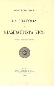 Cover of: La filosofia di Giambattista Vico.