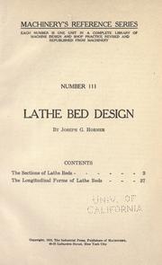 Cover of: Lathe bed design by Joseph Gregory Horner