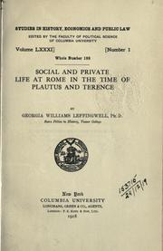 Cover of: Social and private life at Rome in the time of Plautus and Terence.
