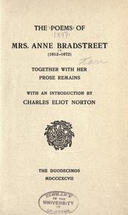 Cover of: The poems of Mrs. Anne Bradstreet (1612-1672)