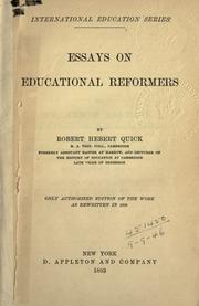 Cover of: Essays on educational reformers.: Only authorized ed. of the work as rewritten in 1890.
