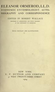 Cover of: Eleanor Ormerod, LI. D., economic entomologist: Autobiography and correspondence
