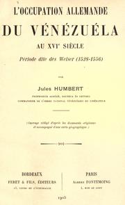 Cover of: L' occupation allemande du Vénézuéla au XVIe siècle by Humbert, Jules