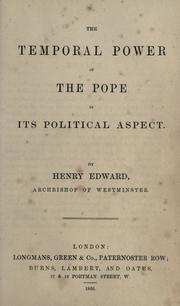 Cover of: temporal power of the pope in its political aspect