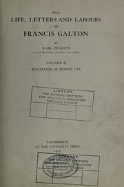 Cover of: The life, letters and labours of Francis Galton by Karl Pearson