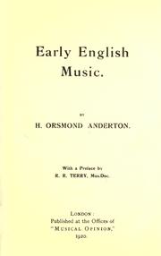 Cover of: Early English music. by H. Orsmond Anderton