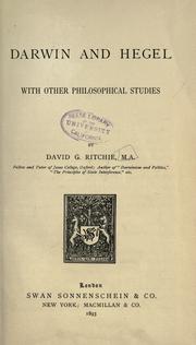 Cover of: Darwin and Hegel: with other philosophical studies