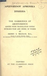 Cover of: Aristoxenou Harmonika stoicheia. by Aristoxenus