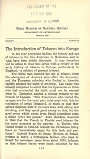 Cover of: Introduction of tobacco into Europe by Berthold Laufer