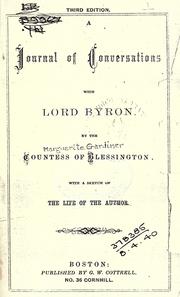 Cover of: A journal of conversations with Lord Byron