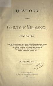 Cover of: History of the County of Middlesex, Canada by 