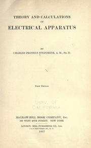 Cover of: Theory and calculations of electrical apparatus by Charles Proteus Steinmetz