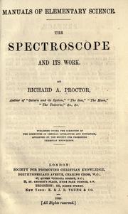 Cover of: The spectroscope and its work ...