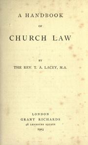 Cover of: A handbook of church law