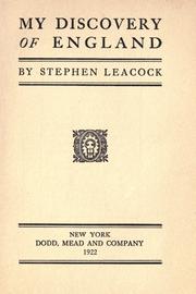 My discovery of England by Stephen Leacock