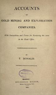 Cover of: Accounts of gold mining and exploration companies. by T. Donald