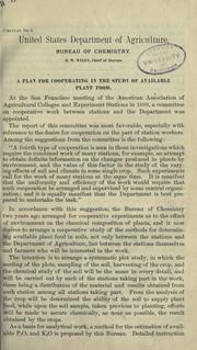 Cover of: Plan for cooperating in the study of available plant food. by Charles C. Moore