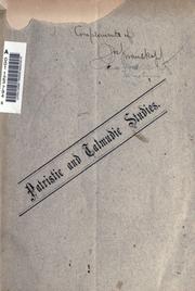 Cover of: Patristic and talmudic studies: from the German of Dr. M. Friedlander.
