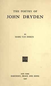 The poetry of John Dryden by Mark Van Doren