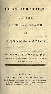 Cover of: Considerations on the life and death of St. John the Baptist
