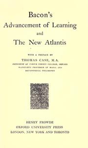 Cover of: Advancement of learning, and The new Atlantis