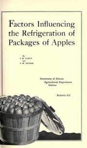 Cover of: Factors influencing the refrigeration of packages of apples