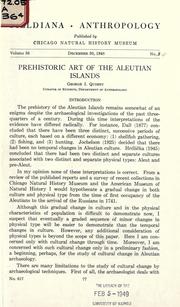 Cover of: Prehistoric art of the Aleutian Islands