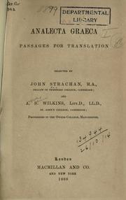 Cover of: Analecta graeca: passages for translation.