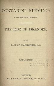 Cover of: Contarini Fleming: a psychological romance ; The rise of Iskander