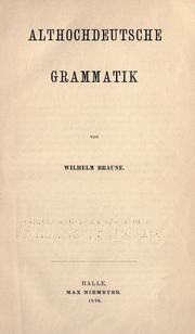 Cover of: Althochdeutsche grammatik