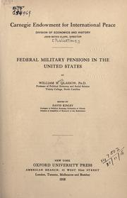 Cover of: Federal military pensions in the United States by Glasson, William Henry