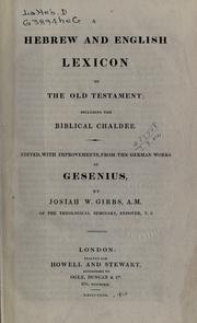 Cover of: A Hebrew and English lexicon to the Old Testament by Wilhelm Gesenius