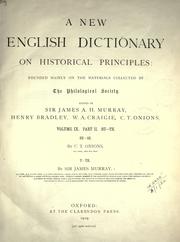 Cover of: A new English dictionary on historical principles (vol 9, pt 2): founded mainly on the materials collected by the Philological Society