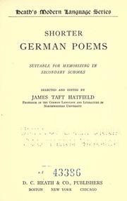 Cover of: Shorter German poems: suitable for memorizing in secondary schools