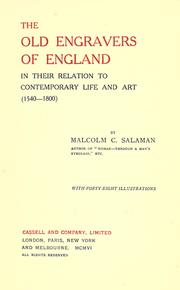 Cover of: The old engravers of England in their relation to contemporary life and art (1540-1800) by Malcolm C. Salaman