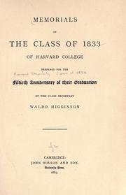Cover of: Memorials of the class of 1833 of Harvard college by Harvard University. Class of 1833.