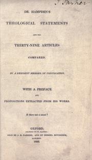 Cover of: Dr. Hampden's Theological statements and the Thirty-nine articles compared