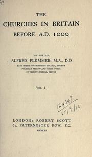 Cover of: The Churches in Britain before A.D. 1000. by Plummer, Alfred