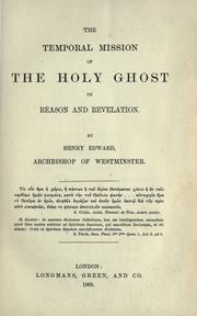 Cover of: The temporal mission of the Holy Ghost by Henry Edward Manning