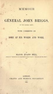 Cover of: Memoir of General John Briggs, of the Madras army: with comments on some of his words and work.