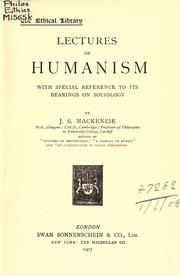 Cover of: Lectures on humanism: with special reference to its bearings on sociology.