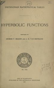 Cover of: Smithsonian mathematical tables: hyperbolic functions