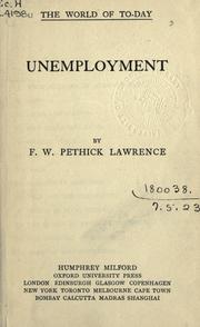 Cover of: Unemployment.