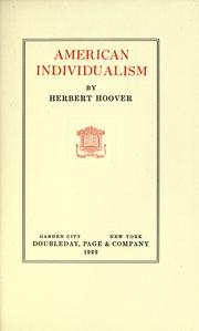 Cover of: American individualism.