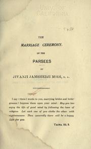Cover of: The marriage ceremony of the Parsees.