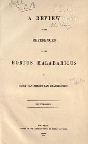 Cover of: A review of the references to the Hortus malabaricus of Henry Van Rheede Van Draakenstein [sic] by L. W. Dillwyn